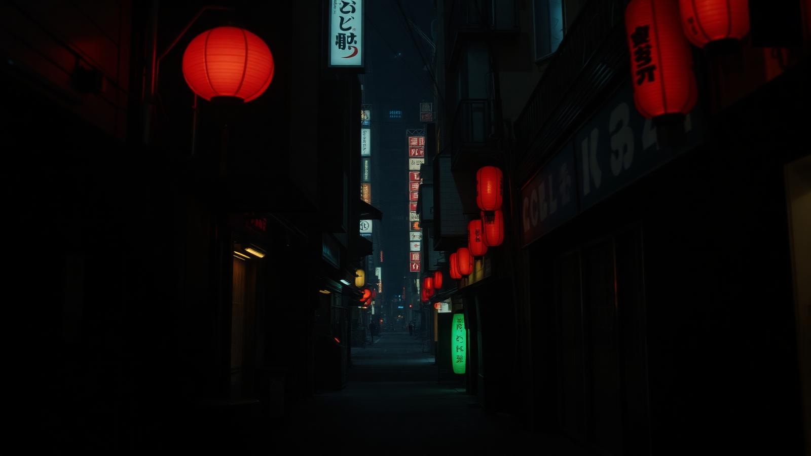 赤い提灯が灯る夜の路地。表通りでは語られない外貨の稼ぎ方を象徴する一枚。